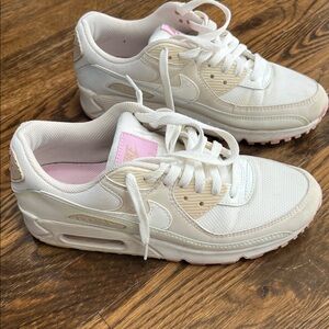 Nike Women's Cream and Pink Air Max Sneakers